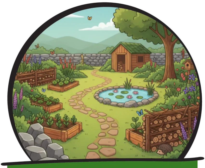 Naturgarten und Biotopbau in einem privaten Garten